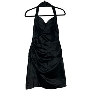 Alan Evans Black Satin Halter Dress Approx XS / S